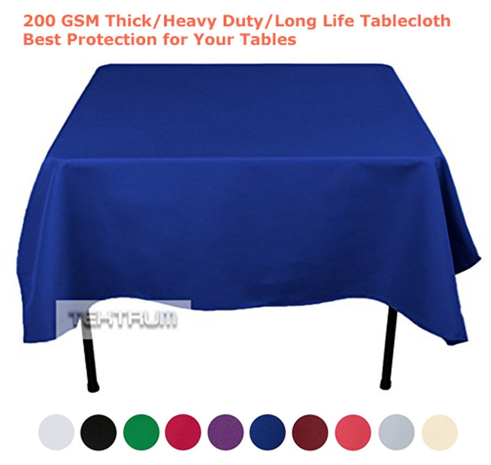 Tektrum 70 X 70 Inch 70''X70'' Square Polyester Tablecloth - Thick/Heavy Duty/Durable Fabric (Blue)